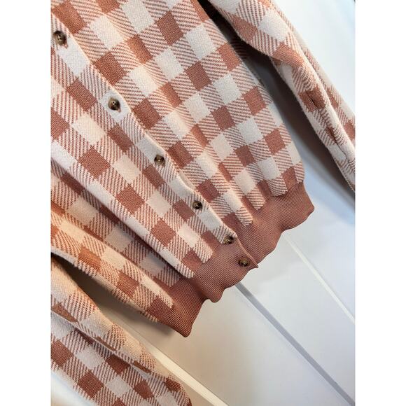 Ann Taylor Women's Dominican Sands Checkered Cardigan Sweater‎ Beige Size Small - Picture 5 of 11